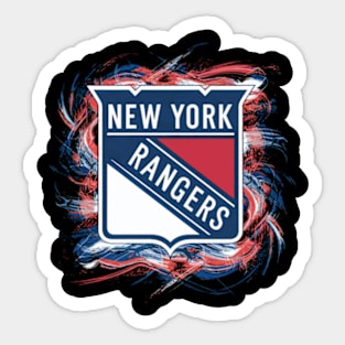 The New York Rangers' logo has vivid colors and strong geometric elements. Sticker